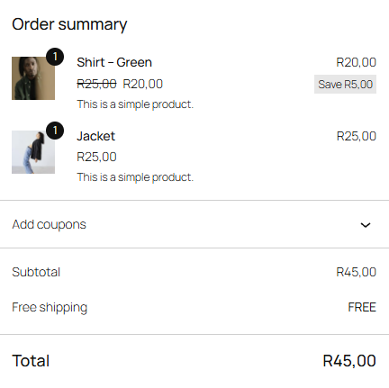 VantagePay selected as the payment method in the WooCommerce demo store checkout